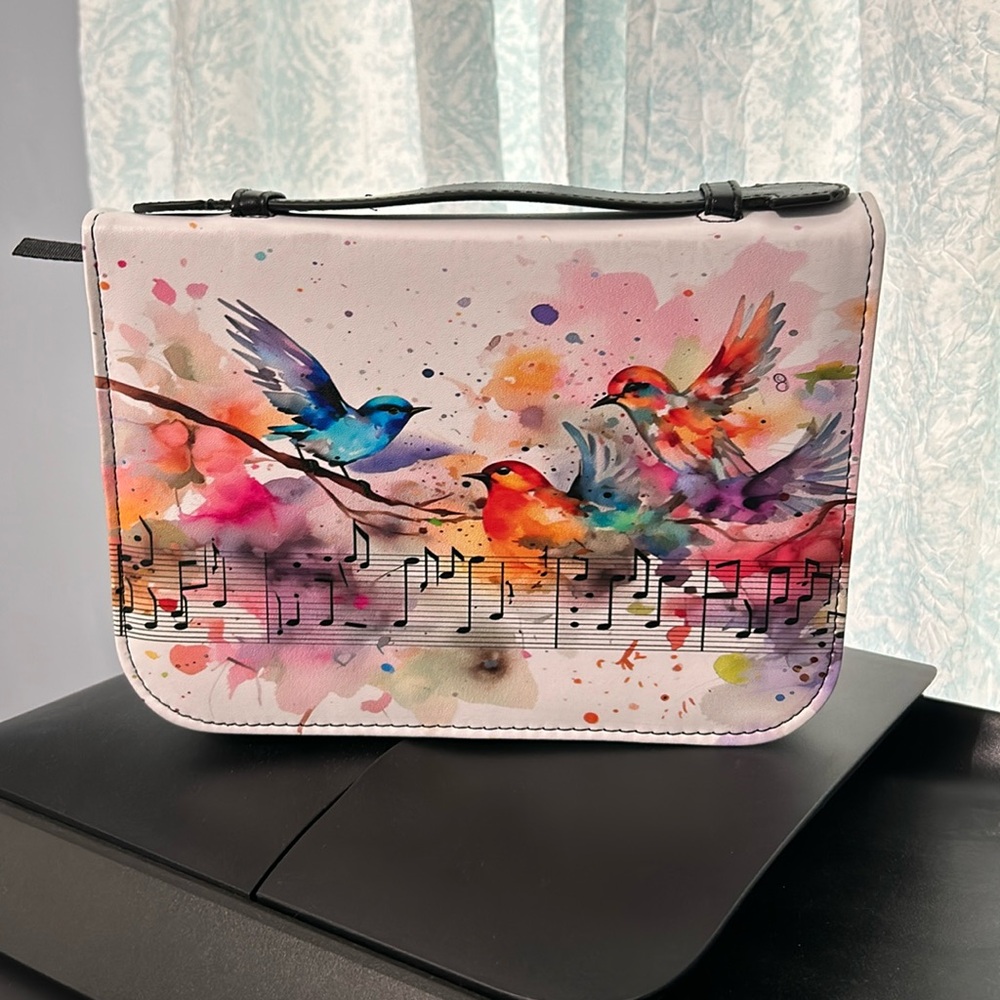 Bible case for the music, lover, birds and musical notes NWOT